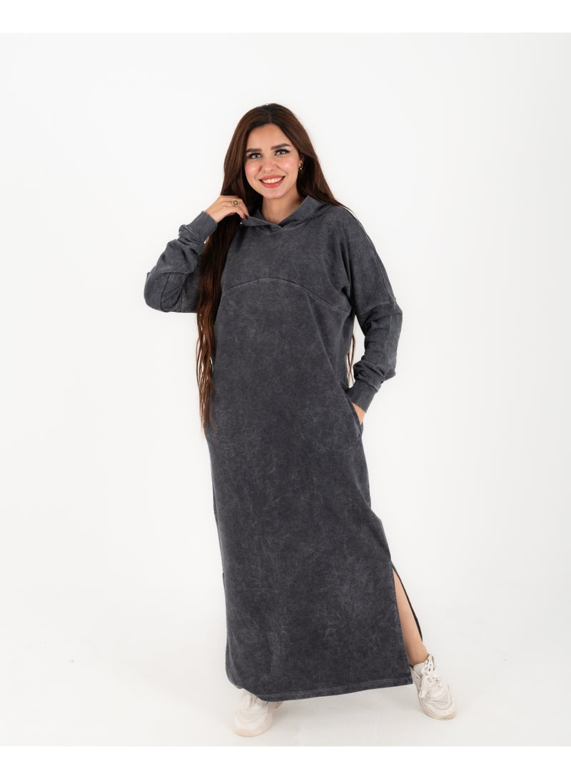 Women Casual Hoodie Dress – Thick Cotton – Ideal for Work & Shopping - Image 2